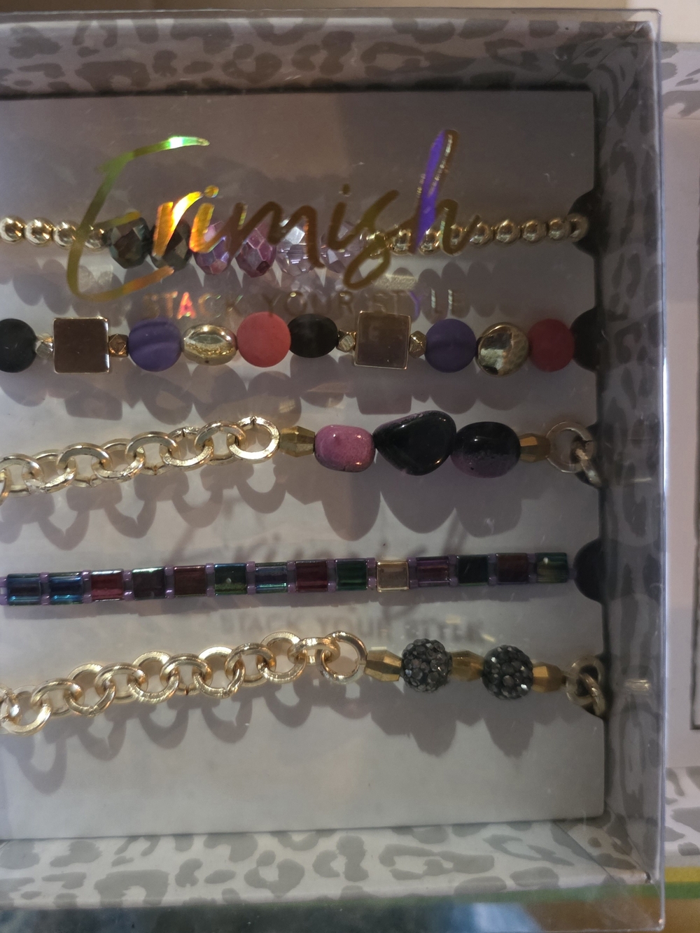 Erimish Multi-Row Gold and Purple Beaded Bracelet Set